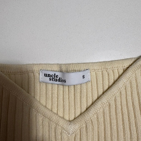 Cream Ribbed Knit Top - uncle studios - Picture 2 of 3